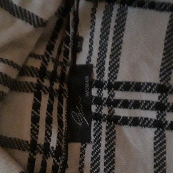 Ezin Black/Cream Checkered Open Front Shaw Collar Cardigan 2X - Picture 6 of 7